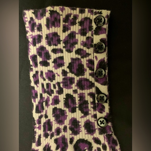 Apt 9 Cardigan Sweater Gray/Purple Leopard Print Size Large - Picture 3 of 4